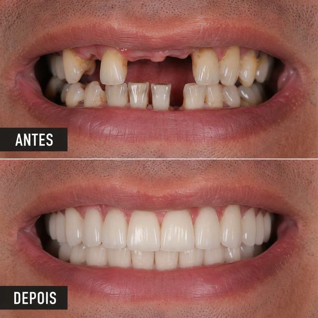 Antes e depois de implante dentário - Caso 1